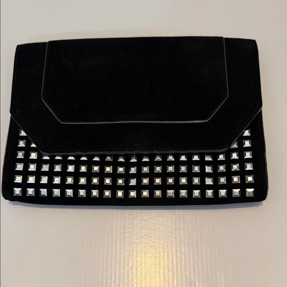BCBGMaxAzria Black Clutch with Silver Accents